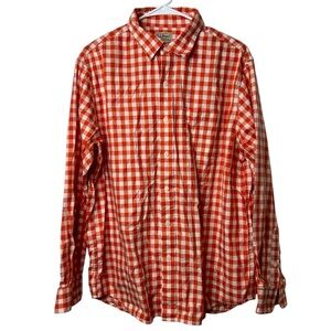 L.L. Bean Men’s‎ Medium Regular Salmon & White Check Shirt – Cotton, Long Sleeve